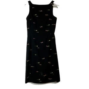Nicole Miller Women's Sleeveless Embroidered Sheath Mini Dress Black Size 4 EUC